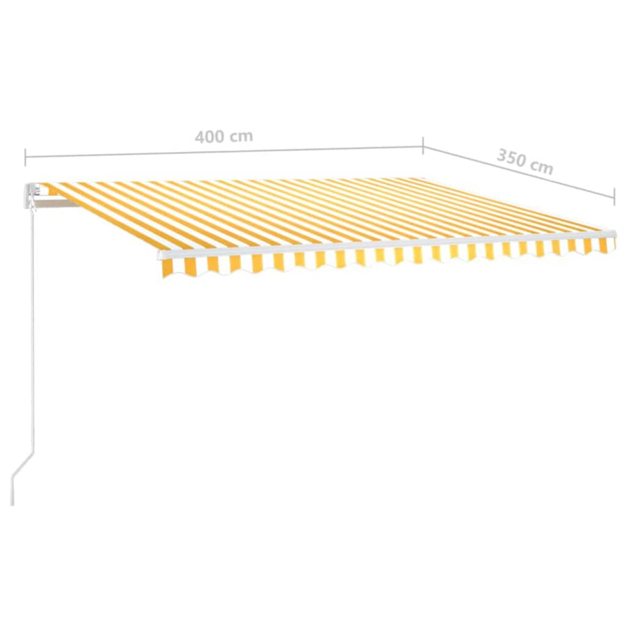 Luifel Handmatig Uittrekbaar 400 x 350 cm Geel en wit