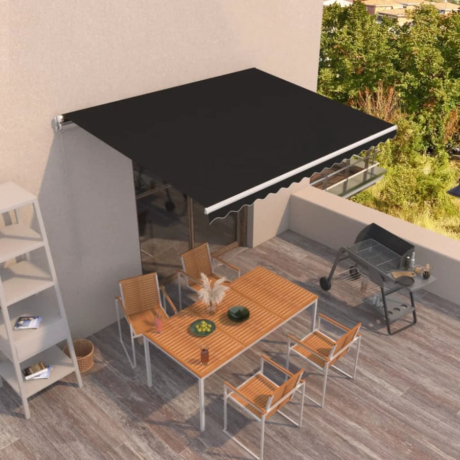 Luifel Handmatig Uittrekbaar Kleurig 400 x 350 cm Antraciet