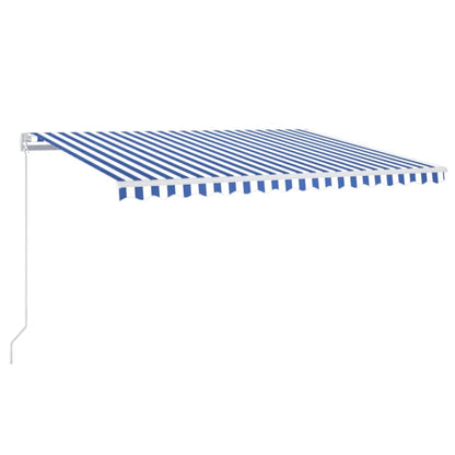 Luifel Handmatig Uittrekbaar Met Led 400 x 350 cm Blauw en wit