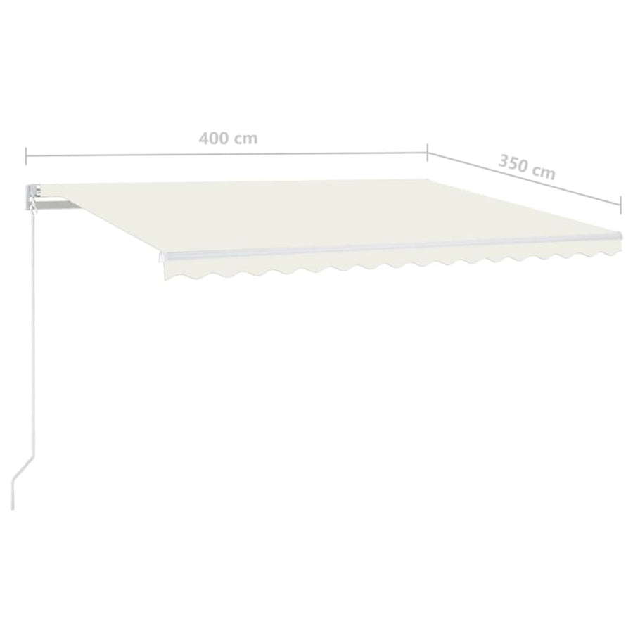 Luifel Handmatig Uittrekbaar Met Led Kleurig 400 x 350 cm Crème