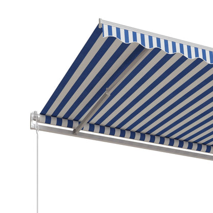 Luifel Automatisch Uittrekbaar 400 x 350 cm Blauw en wit