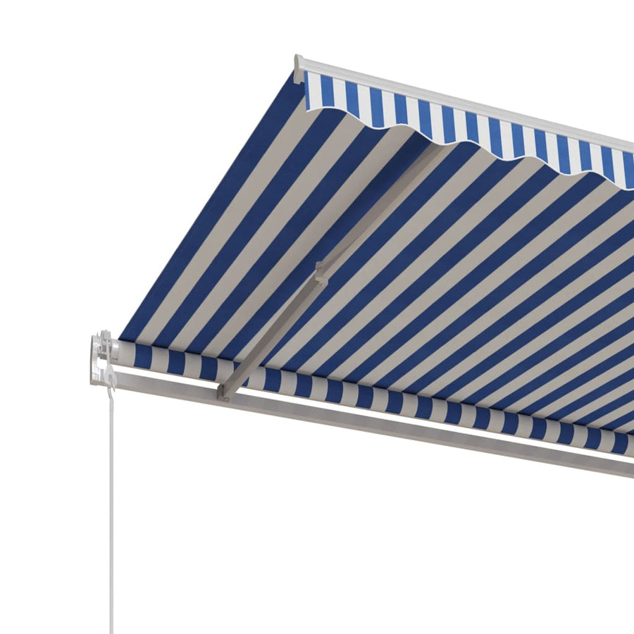 Luifel Automatisch Uittrekbaar 400 x 350 cm Blauw en wit