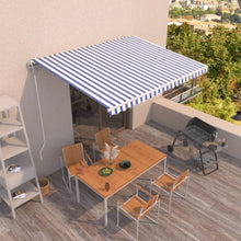 Luifel Automatisch Uittrekbaar 400 x 350 cm Blauw en wit