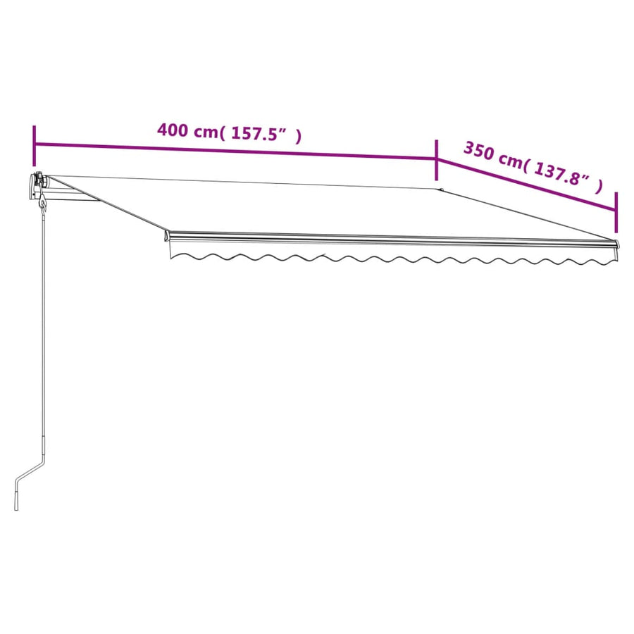 Luifel Automatisch Uittrekbaar 400 x 350 cm Geel en wit