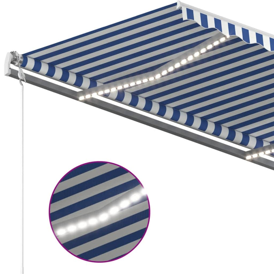 Luifel Automatisch Met Led En Windsensor Blauw En Wit 400 x 350 cm