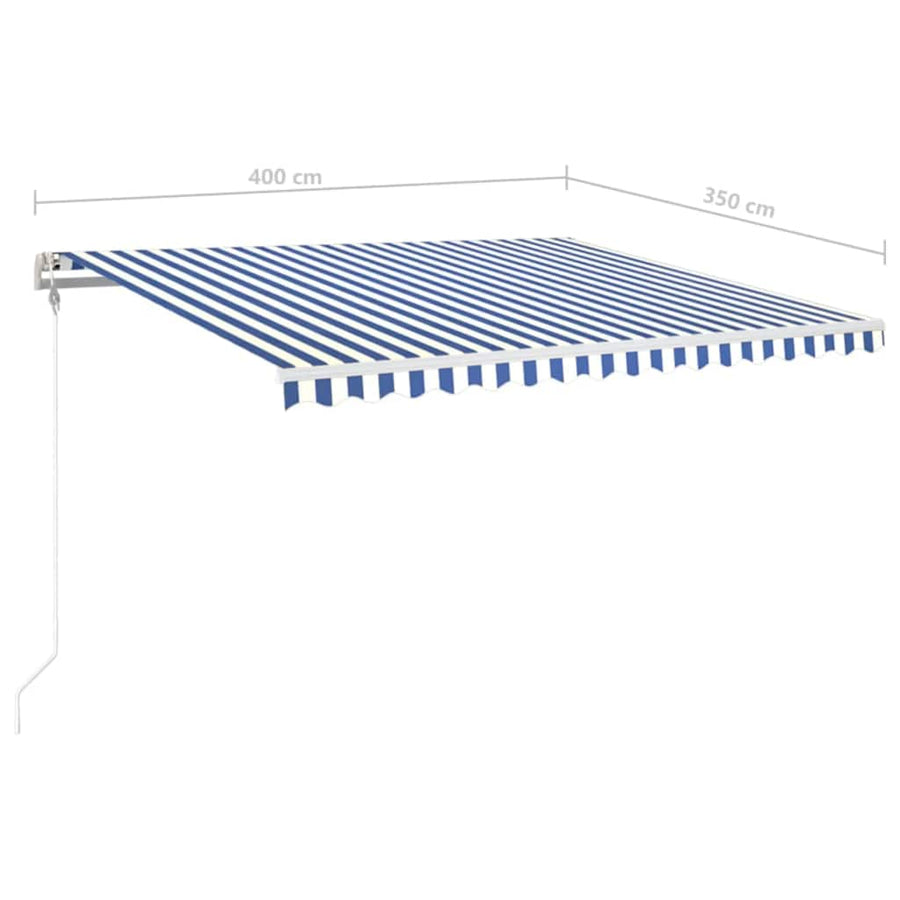 Luifel Automatisch Met Led En Windsensor Blauw En Wit 400 x 350 cm