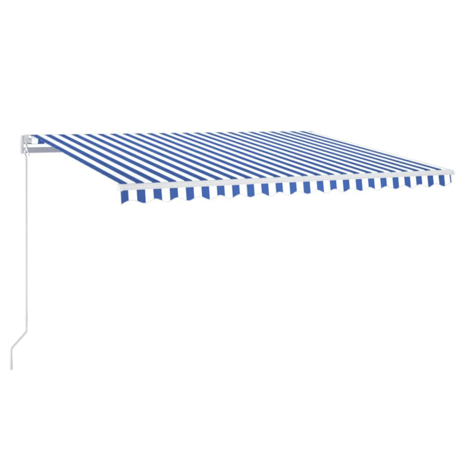 Luifel Handmatig Uittrekbaar 450 x 350 cm Blauw en wit