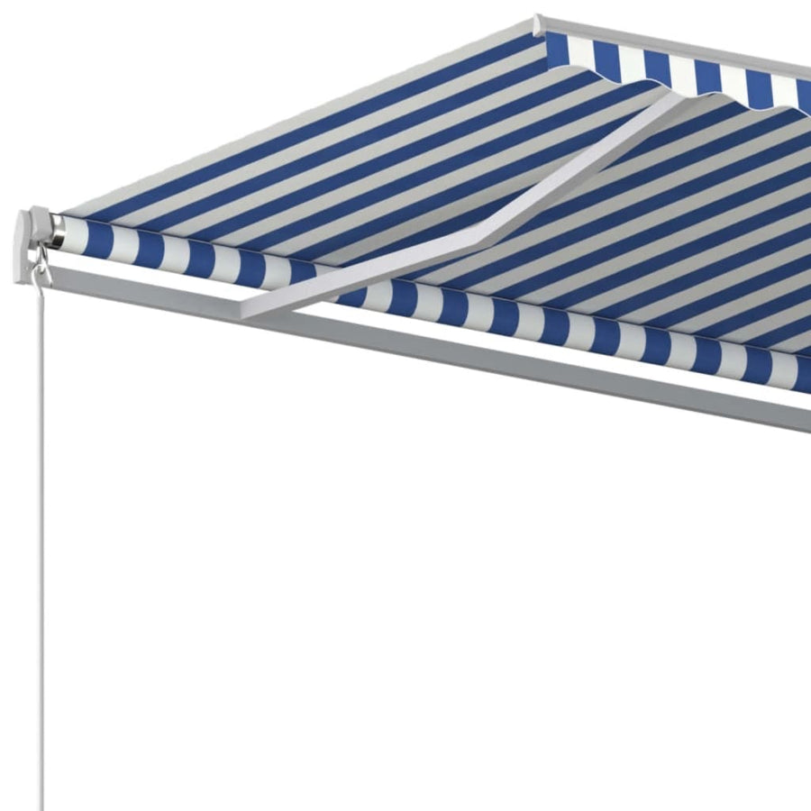 Luifel Handmatig Uittrekbaar 450 x 350 cm Blauw en wit
