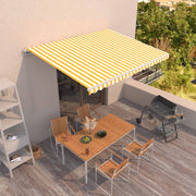 Luifel 450x350 cm geel wit handmatig uittrekbaar