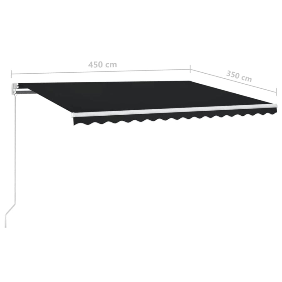 Luifel Handmatig Uittrekbaar Kleurig 450 x 350 cm Antraciet