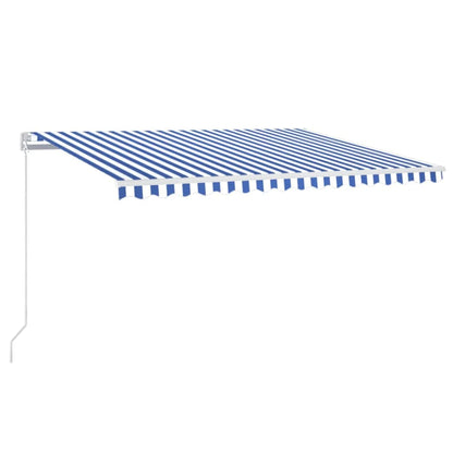Luifel Handmatig Uittrekbaar Met Led 450X350 Cm Blauw En Wit 450 x 350 cm