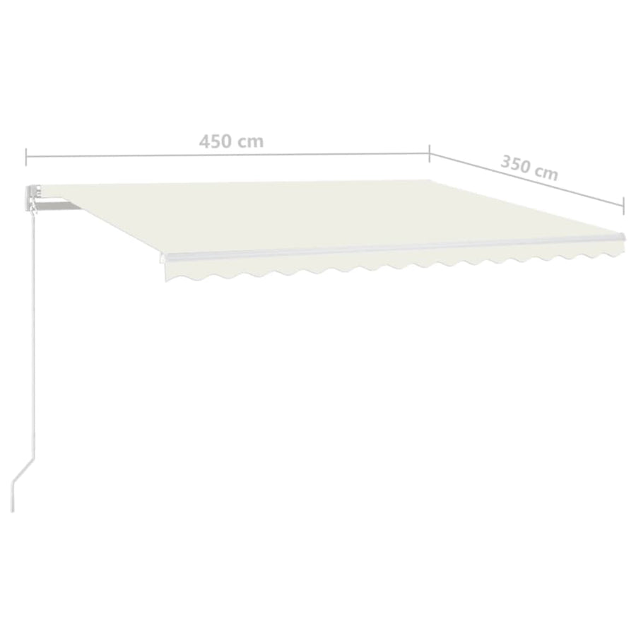 Luifel Handmatig Uittrekbaar Met Led 450X350 Cm Crèmekleurig 450 x 350 cm