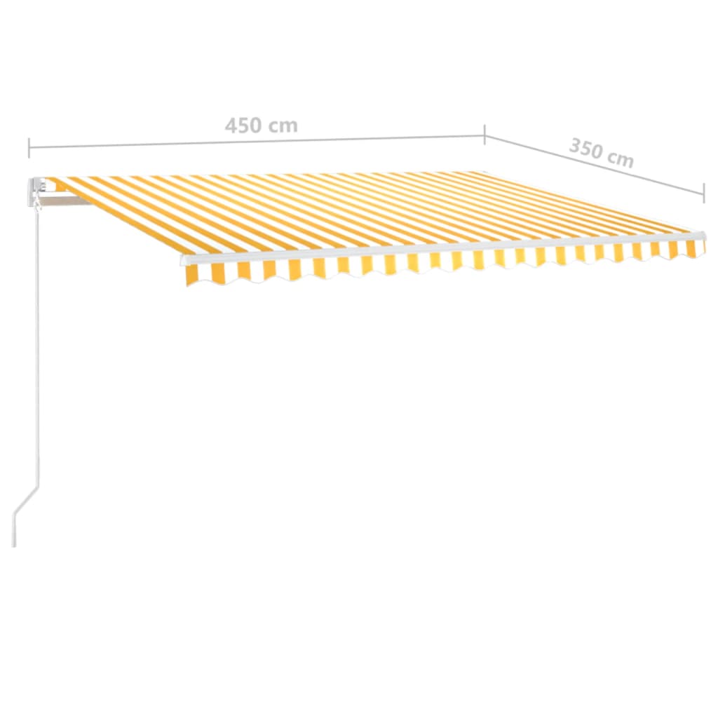 Luifel Handmatig Uittrekbaar Met Led 450X350 Cm Geel En Wit 450 x 350 cm