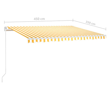 Luifel Handmatig Uittrekbaar Met Led 450X350 Cm Geel En Wit 450 x 350 cm