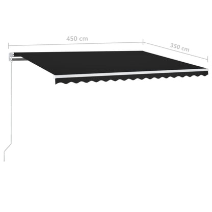 Luifel Handmatig Uittrekbaar Met Led 450X350 Cm Antracietkleur 450 x 350 cm