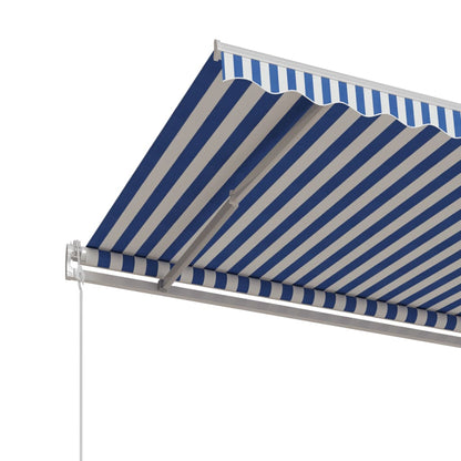 Luifel Automatisch Uittrekbaar 450 x 350 cm Blauw en wit