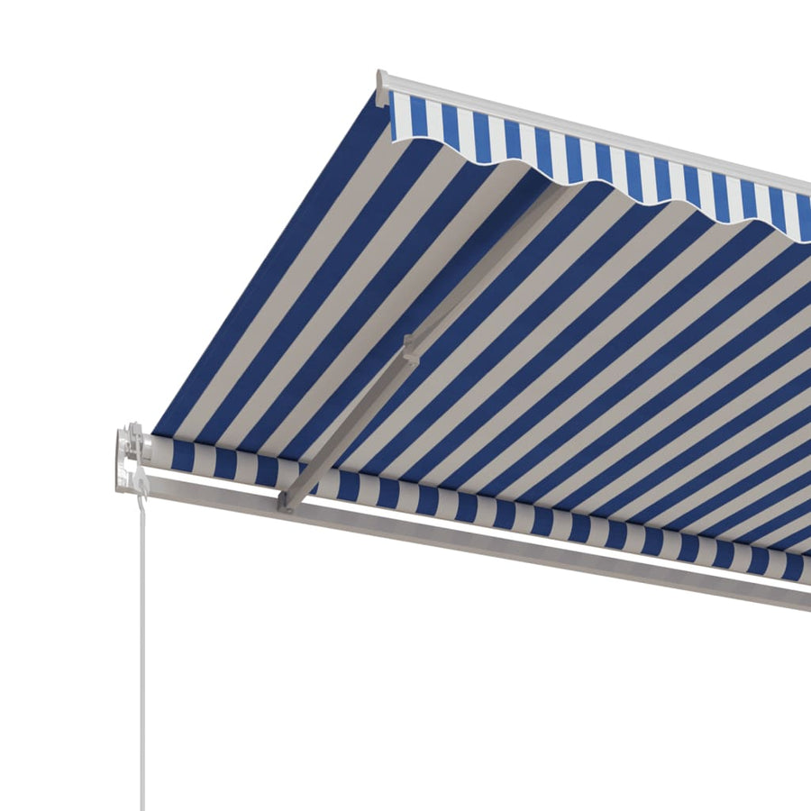 Luifel Automatisch Uittrekbaar 450 x 350 cm Blauw en wit