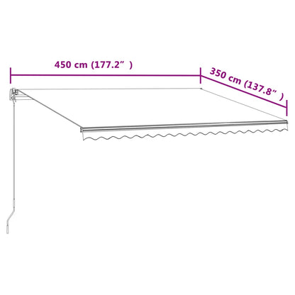 Luifel Automatisch Uittrekbaar 450 x 350 cm Blauw en wit