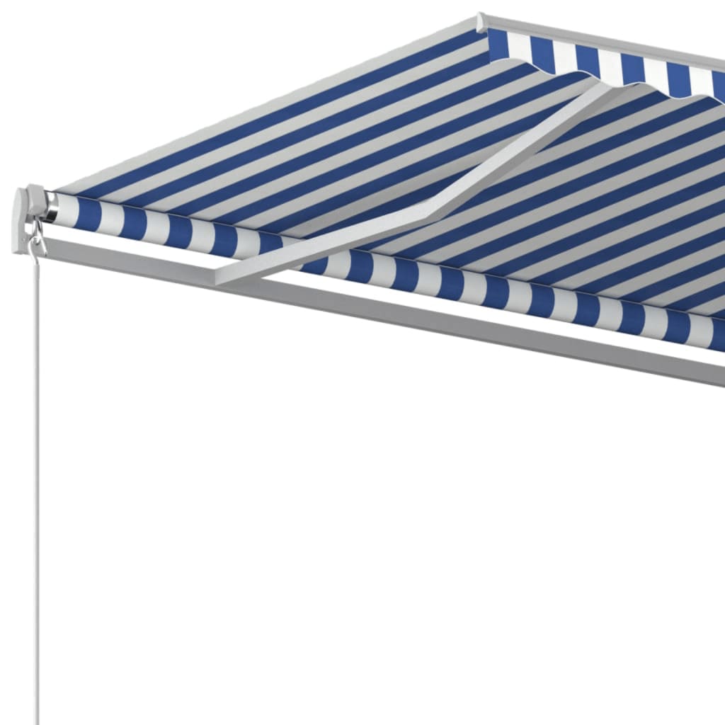 Luifel Handmatig Uittrekbaar 500 x 350 cm Blauw en wit