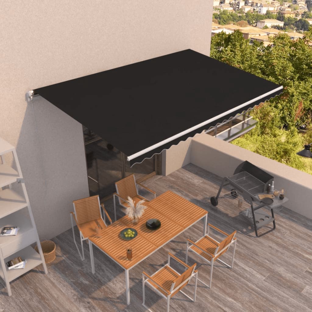 Luifel handmatig uittrekbaar 500x350 cm antracietkleurig
