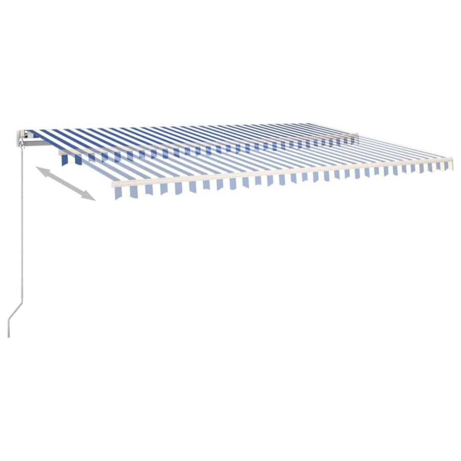 Luifel Handmatig Uittrekbaar Met Led 500X350 Cm Blauw En Wit 500 x 350 cm