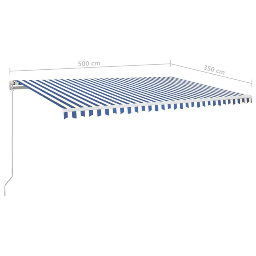 Luifel Handmatig Uittrekbaar Met Led 500X350 Cm Blauw En Wit 500 x 350 cm