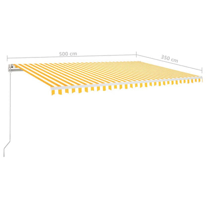 Luifel Handmatig Uittrekbaar Met Led 500X350 Cm Geel En Wit 500 x 350 cm