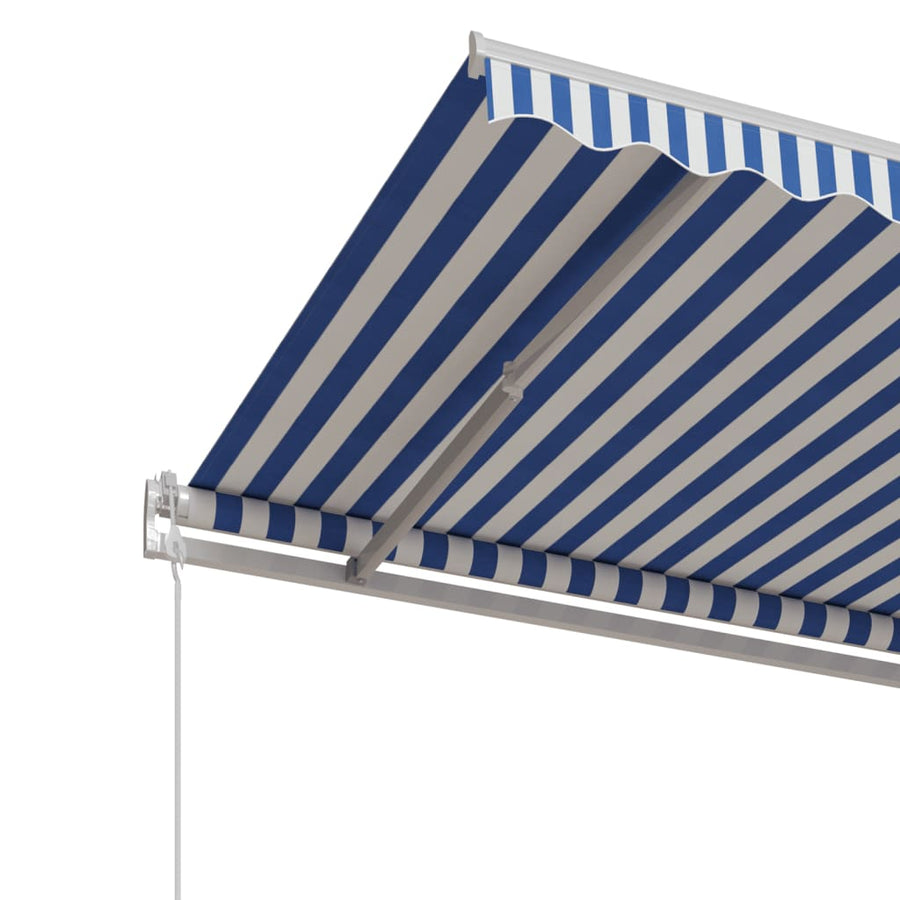 Luifel Automatisch Uittrekbaar 500 x 350 cm Blauw en wit