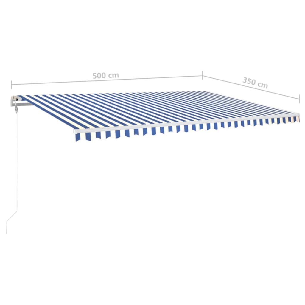 Luifel Automatisch Met Led En Windsensor 500 x 350 cm Blauw en wit