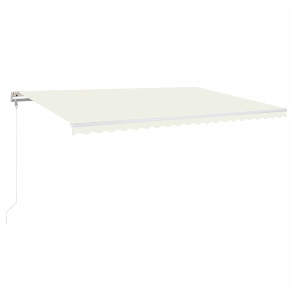 Luifel automatisch met LED en windsensor 500x350 cm crèmekleur