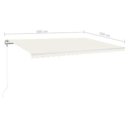 Luifel automatisch met LED en windsensor 500x350 cm crèmekleur