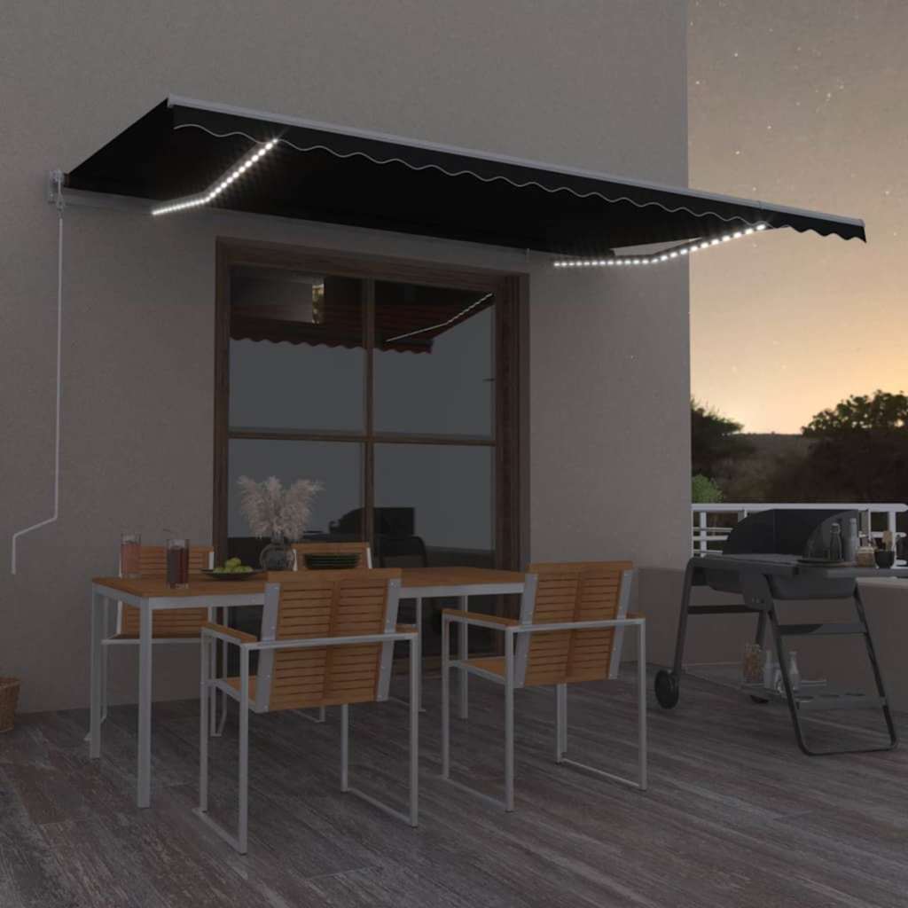 Luifel automatisch met LED en windsensor 500x350 cm antraciet
