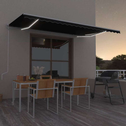 Luifel automatisch met LED en windsensor 500x350 cm antraciet