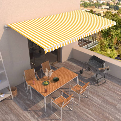 Luifel Handmatig Uittrekbaar 600X350 Cm Geel En Wit 600 x 350 cm