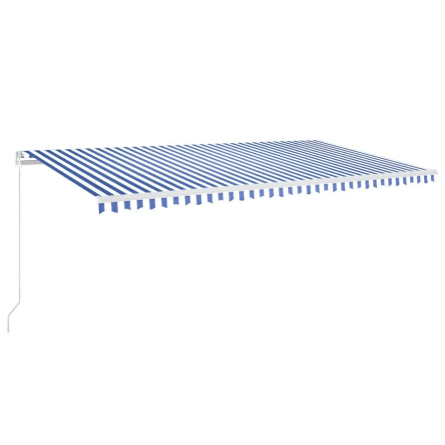 Luifel Handmatig Uittrekbaar Met Led 600X350 Cm Blauw En Wit 600 x 350 cm