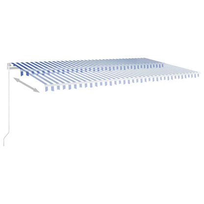 Luifel Handmatig Uittrekbaar Met Led 600X350 Cm Blauw En Wit 600 x 350 cm