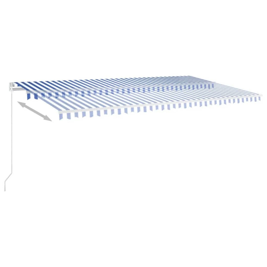 Luifel Handmatig Uittrekbaar Met Led 600X350 Cm Blauw En Wit 600 x 350 cm