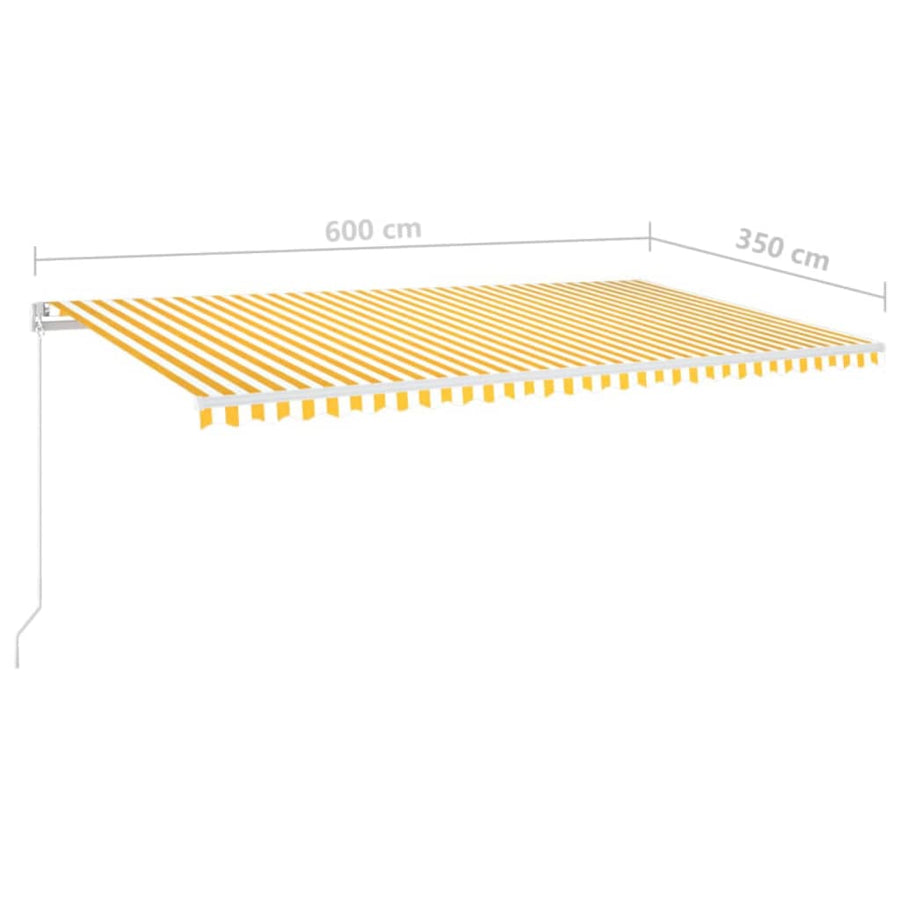 Luifel Handmatig Uittrekbaar Met Led 600X350 Cm Geel En Wit 600 x 350 cm