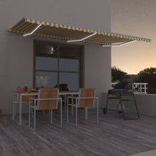 Luifel Handmatig Uittrekbaar Met Led 600X350 Cm Geel En Wit 600 x 350 cm