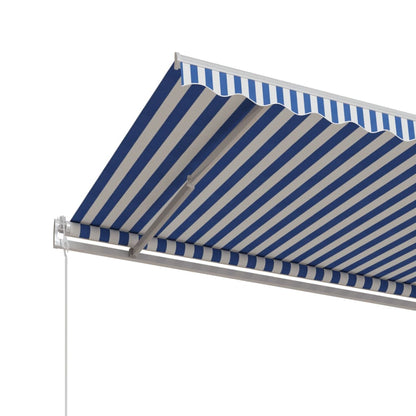 Luifel Automatisch Uittrekbaar 600 x 350 cm Blauw en wit