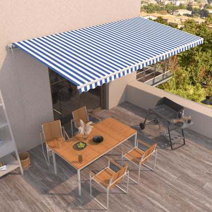 Luifel Automatisch Uittrekbaar 600 x 350 cm Blauw en wit