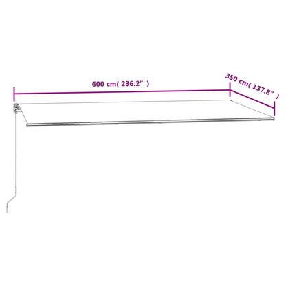 Luifel Automatisch Uittrekbaar 600 x 350 cm Geel en wit
