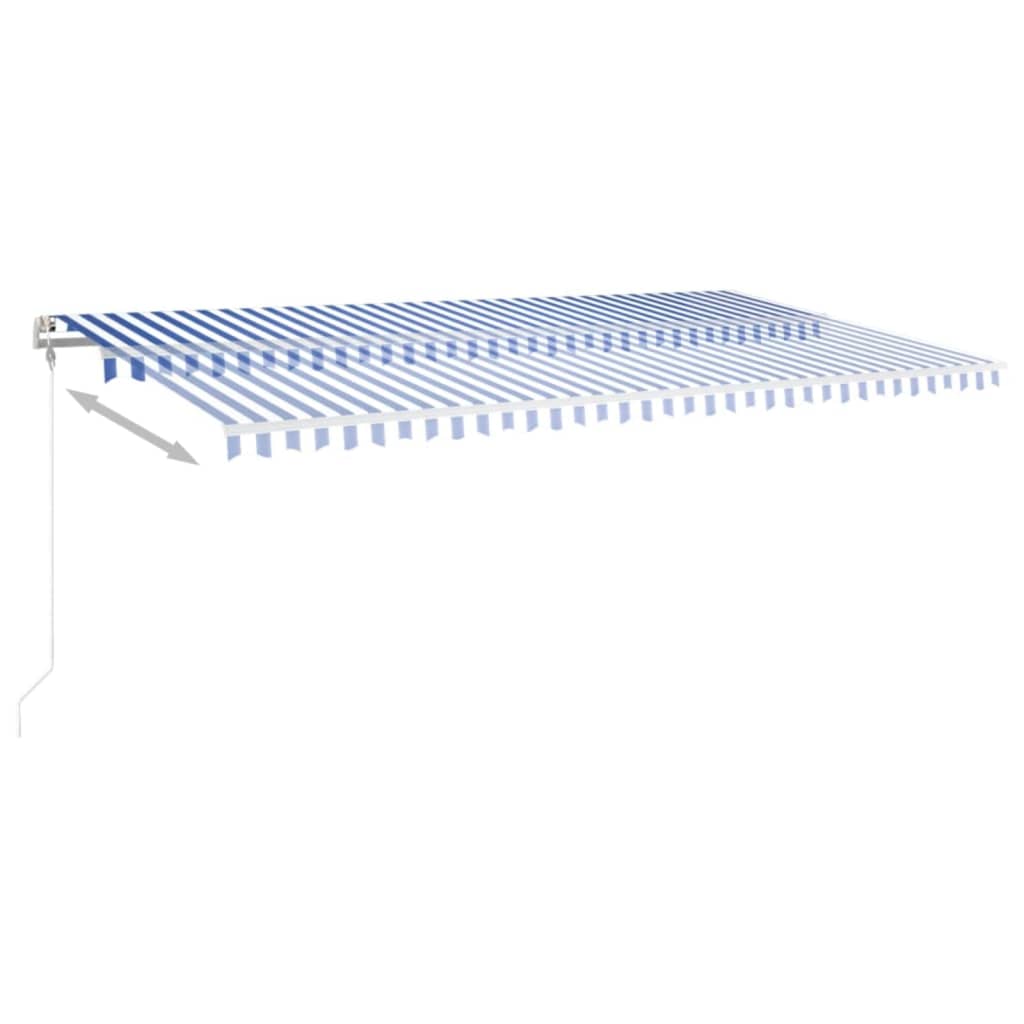 Luifel Automatisch Met Led En Windsensor 600 x 350 cm Blauw en wit
