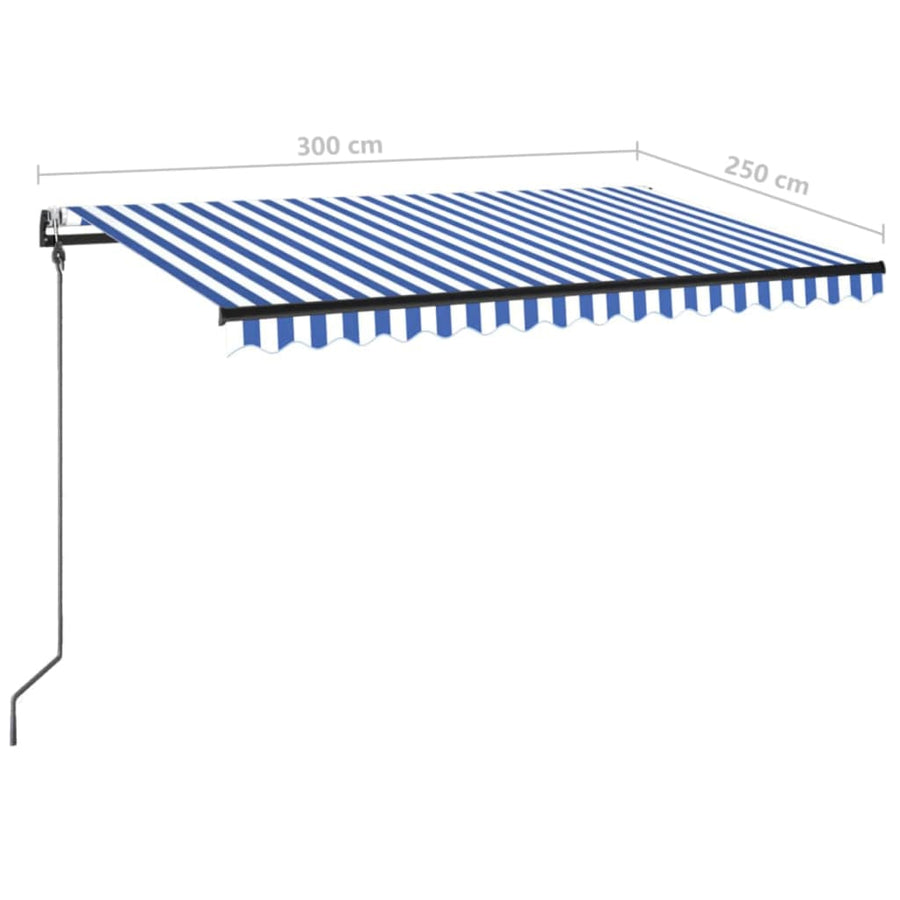 Luifel Automatisch Met Led En Windsensor Blauw En Wit 300 x 250 cm