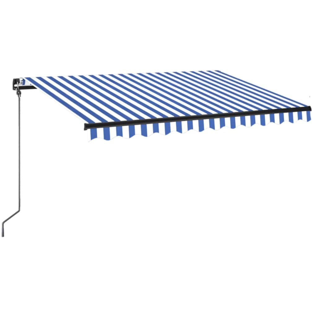 Luifel Handmatig Uittrekbaar Met Led 350 x 250 cm Blauw en wit
