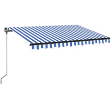 Luifel Handmatig Uittrekbaar Met Led 350 x 250 cm Blauw en wit