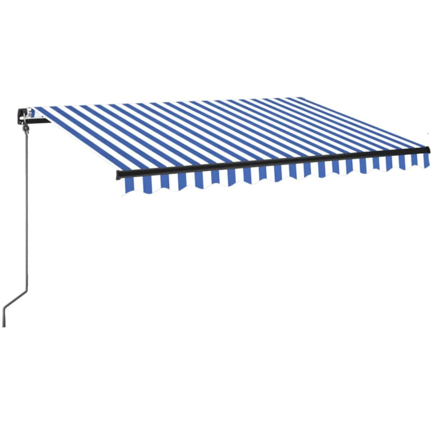 Luifel Handmatig Uittrekbaar Met Led 350 x 250 cm Blauw en wit