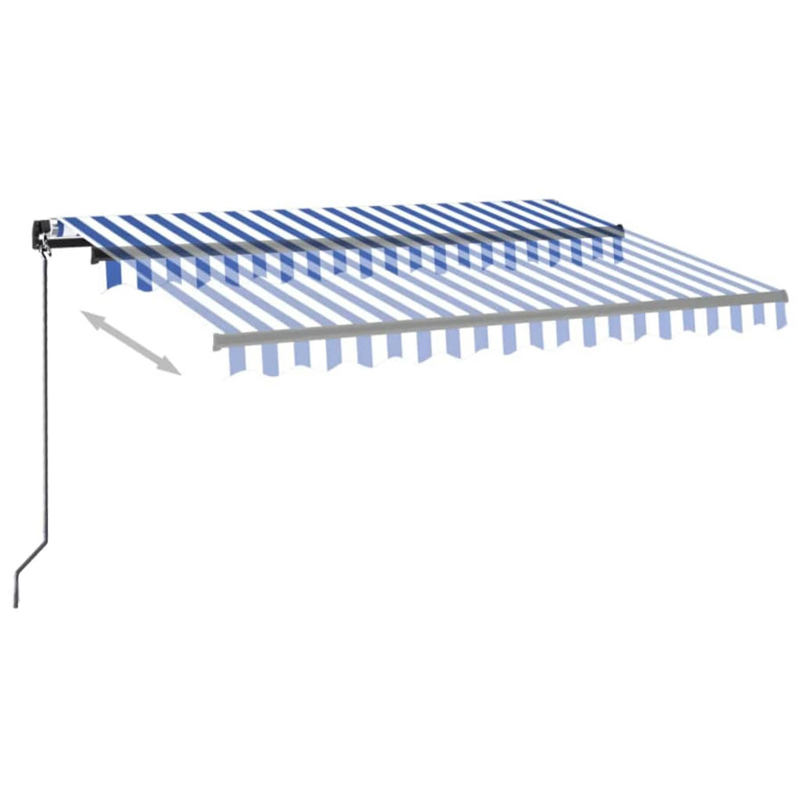 Luifel Handmatig Uittrekbaar Met Led 350 x 250 cm Blauw en wit