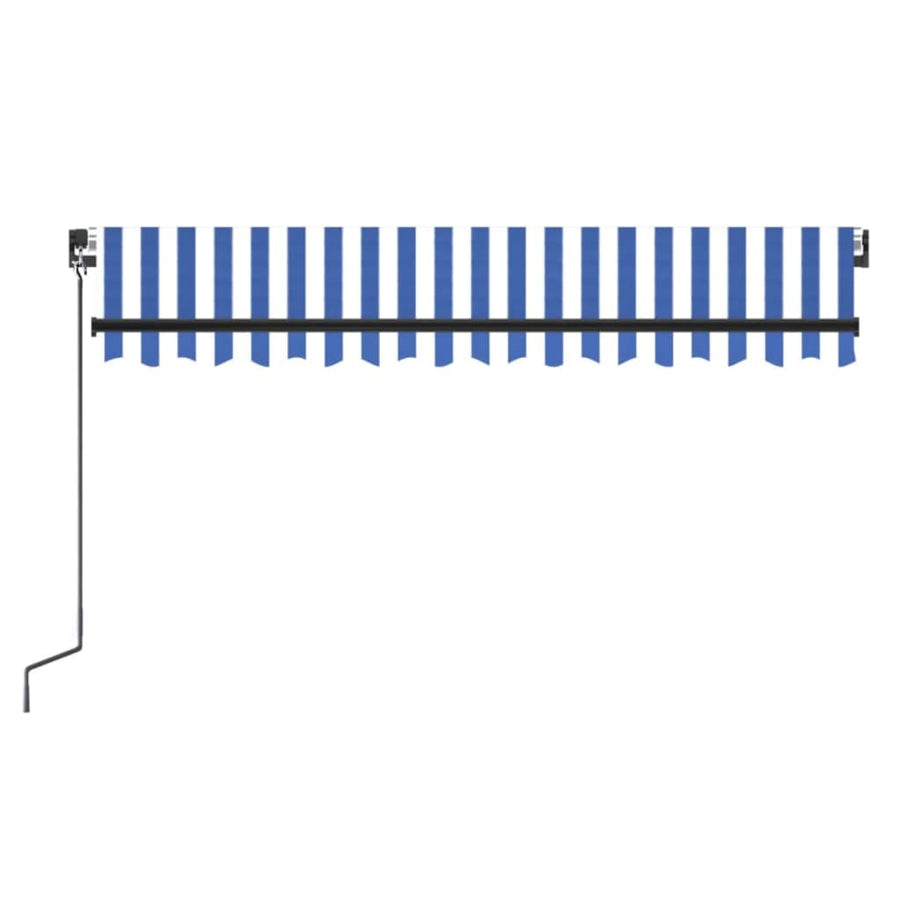 Luifel Handmatig Uittrekbaar Met Led 350 x 250 cm Blauw en wit