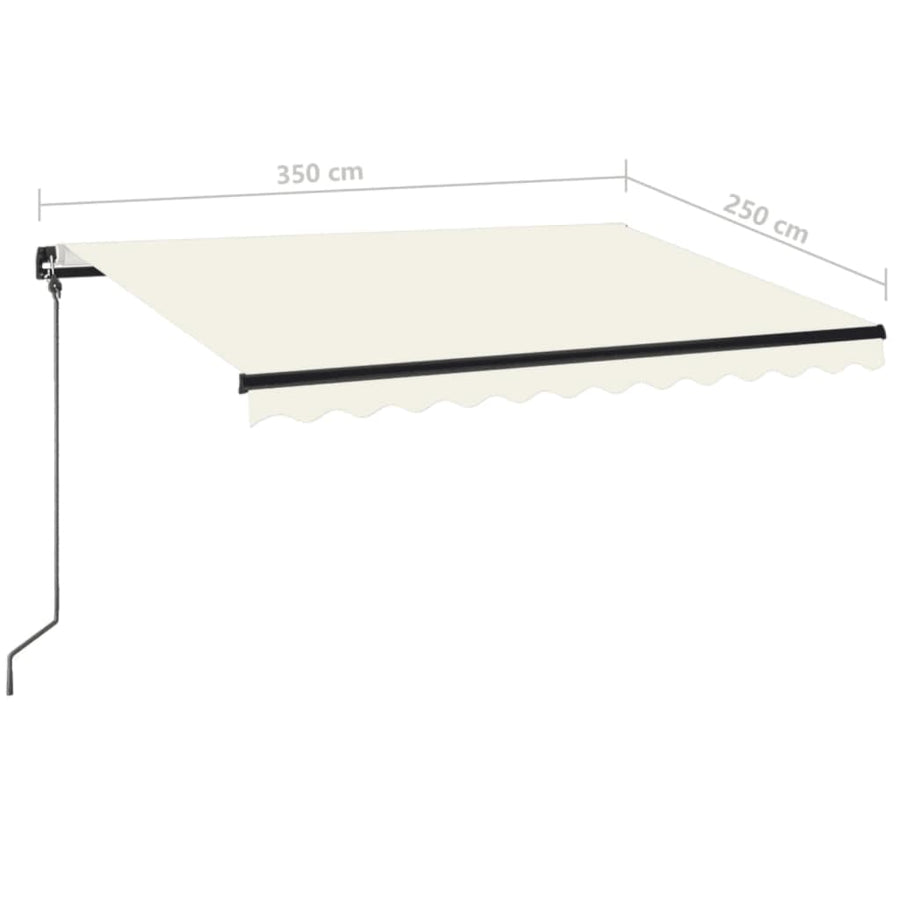 Luifel Handmatig Uittrekbaar Met Led Kleurig 350 x 250 cm Crème